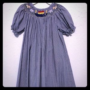 Size 6/6x/7 Smocked Blue Gingham Dress